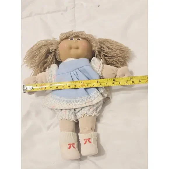 Vtg Cabbage Patch Mini Kids Doll Blonde Hair Brown Eyes Dimple Shoes Soks Gift - Picture 3 of 6